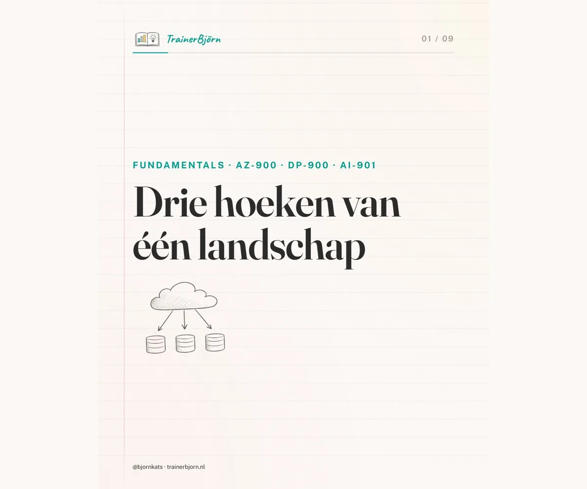Kaart bij de notitie: Drie hoeken van één landschap: welke Microsoft-fundamentals pak je als eerste?